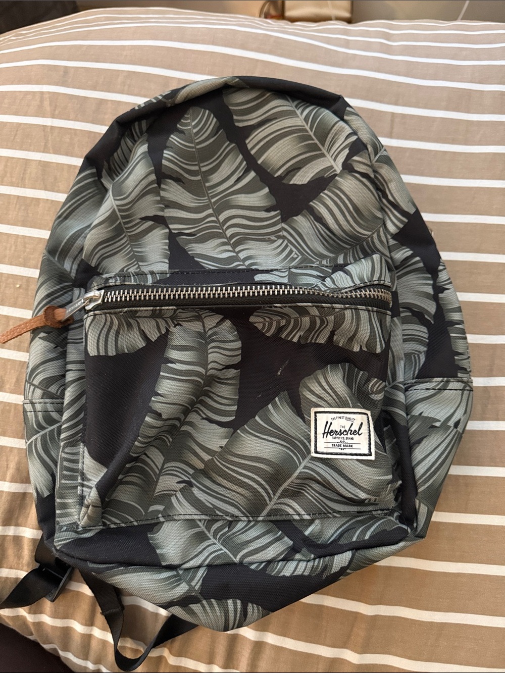 Herschel Black & Green Leaf Print Backpack